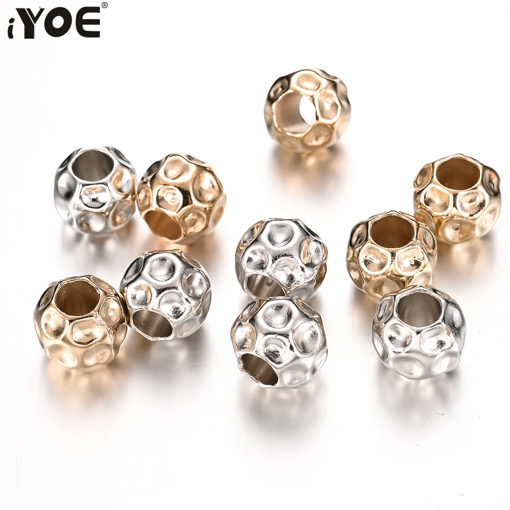 Round Ball Spacers Beads Big Hole Beads Ball Diy 50 Pcs Beads Big