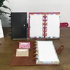 Fromthenon A6 Leather Disc Bound Loose Leaf Notebook Leather Business Office Notebooks Mushroom Hole Journal Planner 2