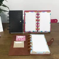 Fromthenon A6 Leather Disc Bound Loose Leaf Notebook Leather Business Office Notebooks Mushroom Hole Journal Planner 2