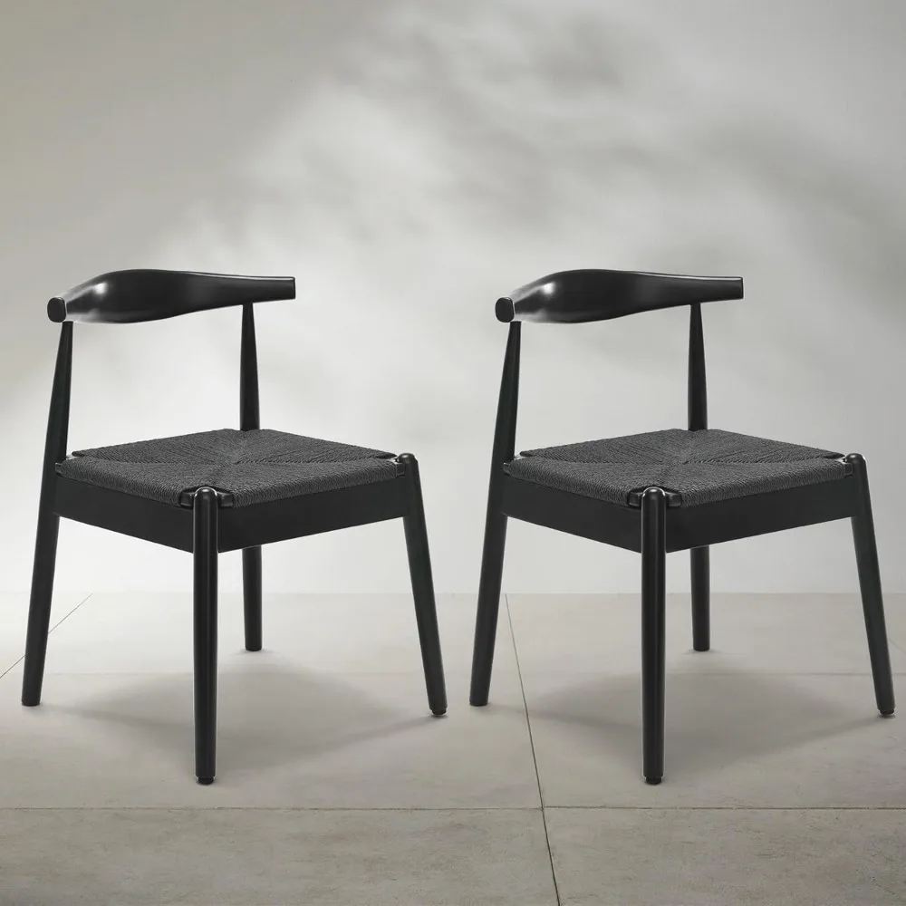 Dining Chairs Set of 2, Mid Century Modern Kitchen & Dining Chairs | Woven Rope Seat with Solid Wood Legs for Home, Outdoor Use 5