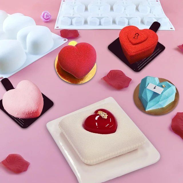 6-Cavity Heart Shaped Silicone Mold for Chocolate, Mousse, Hot