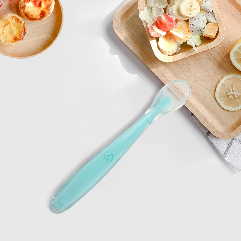 Baby Soft Silicone Spoon Candy Color Spoon Children Food Baby Feeding Dishes Safety Feeder Children Eating Training Spoon