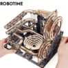 Robotime Rokr Marble Run Set 5 Kinds 3D Wooden Puzzle DIY Model Building Block Kits Assembly Toy Gift for Teens Adult Night City 1