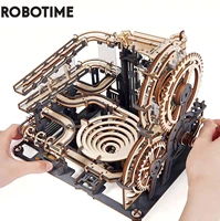 Robotime Rokr Marble Run Set 5 Kinds 3D Wooden Puzzle DIY Model Building Block Kits Assembly Toy Gift for Teens Adult Night City 1