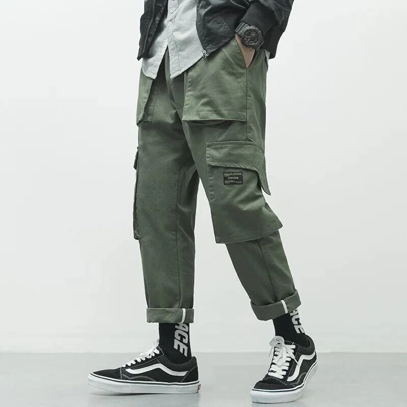 

Hop Men Hip Pantalones Hombre High Street Kpop Casual Cargo Pants with Many Pockets Joggers Streetwear Trousers Harajuku