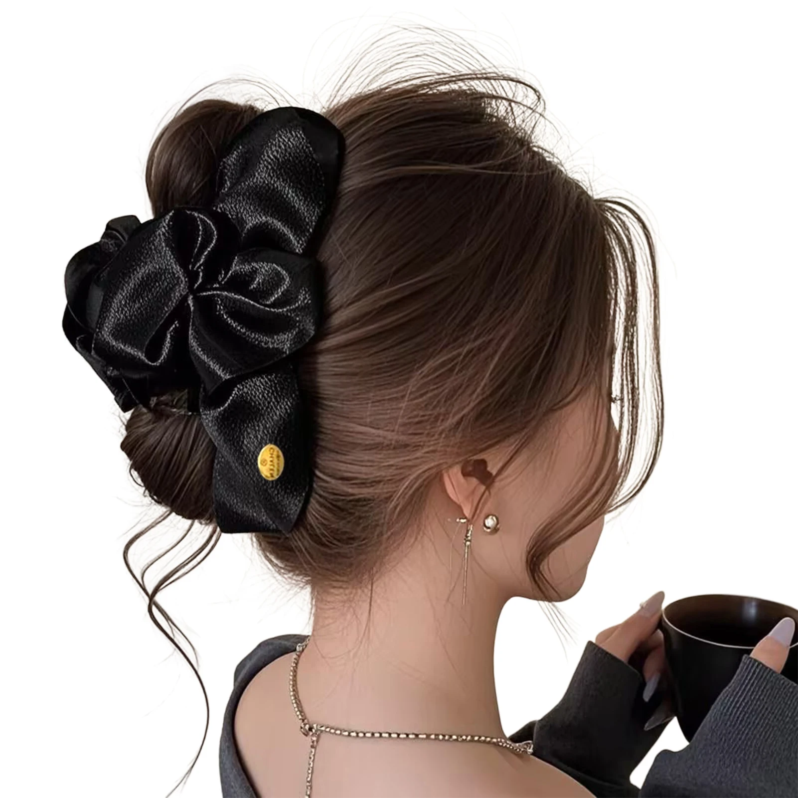 Große Satin-Haarklammer im koreanischen Stil, Hai-Greifer für Frauen, eleganter Alltags-Haarschmuck für Reisen, Einkaufen, Party – Detail 8