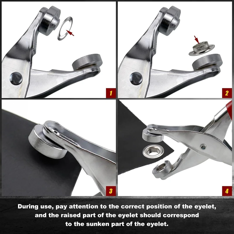 1/2 Inch Grommet Tool Kit, Grommet Kit,Leather Punch Pliers With 200 Silver Metal Eyelets For Leather,Belts,Shoes,Fabric