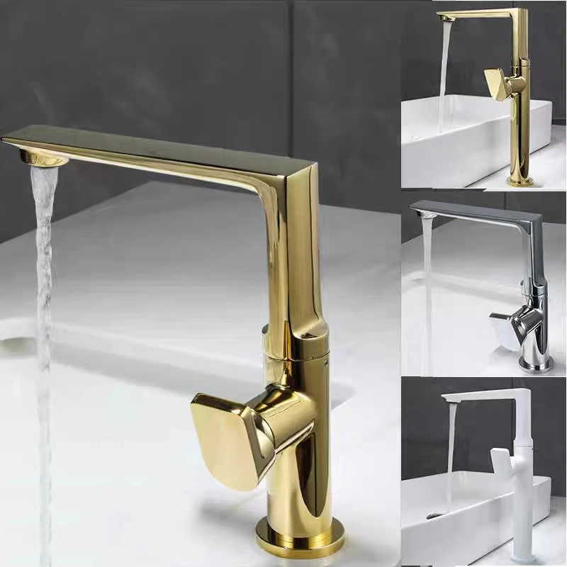 Brushed Gold Basin Faucet Brass Bathroom Faucet Mixer Tap Gold Wash basin Faucet Single Handle Hot Cold Lavotory Faucet