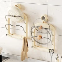 1Pcs Suction Cup Pot Lid Holder, Wall-Mounted Pot Lid Holder, Punch-Free Kitchen Storage Rack, Multi-Purpose Storage Rack, Cutting Board Rack, Multi-Layer Chopping Board Rack 1