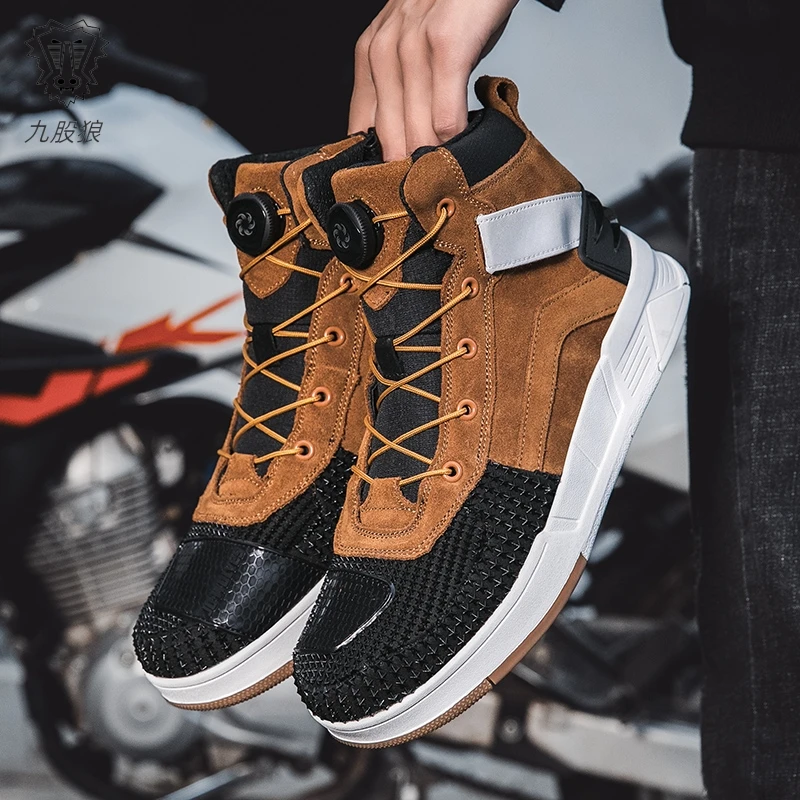 Motorcycle Boots Casual Shoes Ultrafine Fiber Leather Motorcycle Cross-country Riding Boots Riding Shoes Summer