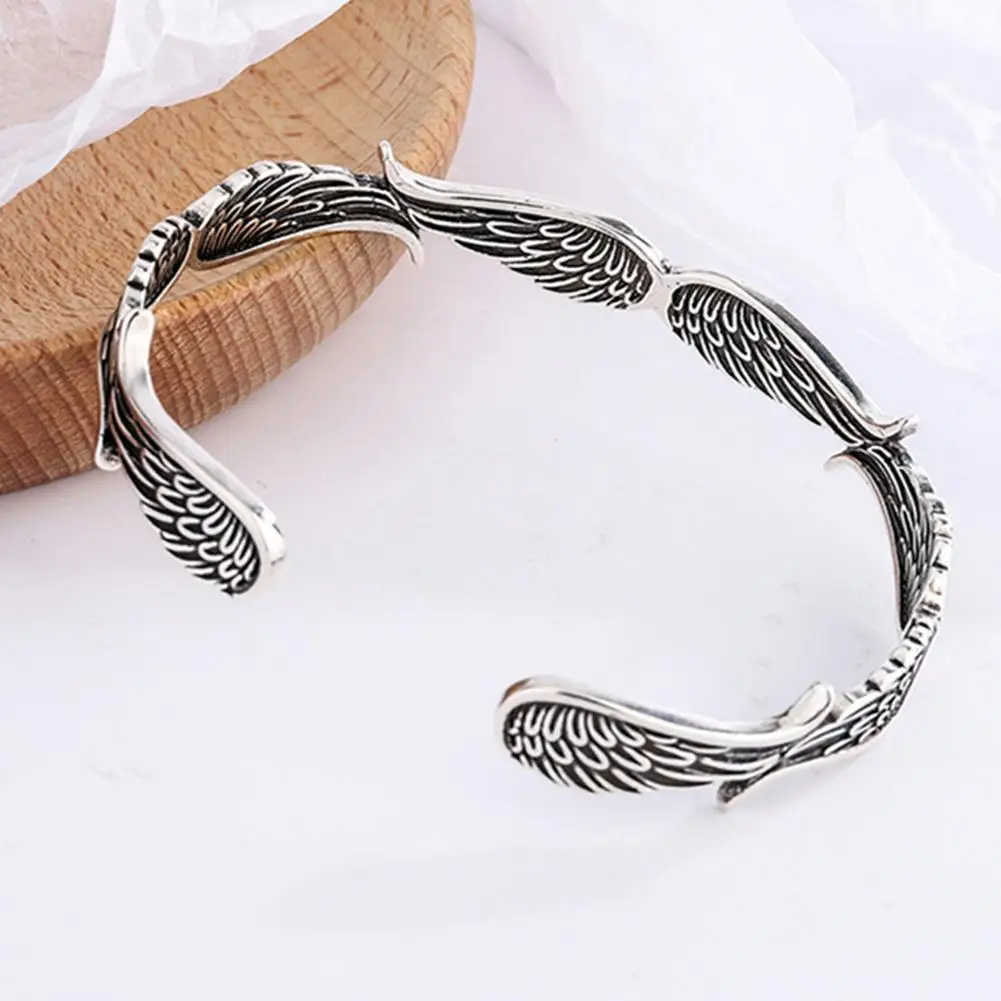Vintage Angel Wings Bracelet Adjustable Open Angel Wing Bracelet Inspirational Guardian Bangle For Women Men