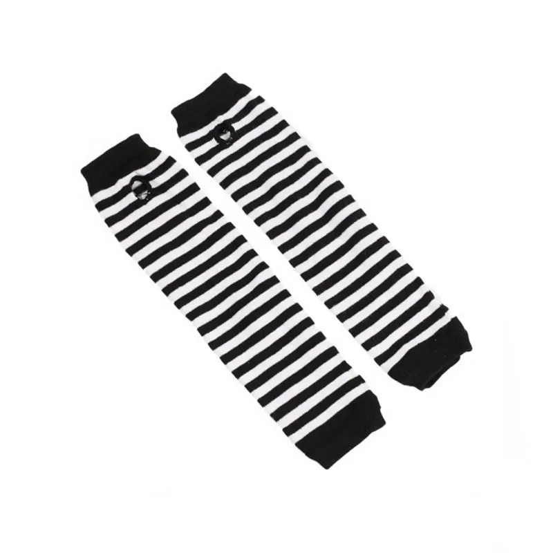 Autumn and Winter Women Anime Black White Striped Elbow Gloves Warmer Knitted Long Fingerless Arm Gloves Mittens Christmas Gift fingerless gloves
