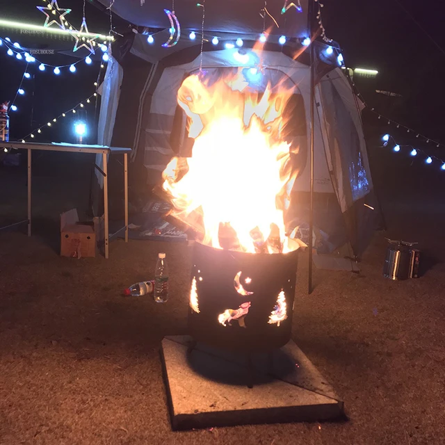 Chimeneák Kemping Tábortűz Kályha Háztartási Tűzfűtés Kültéri Kandalló Fűtő Kerek Brazier Téli Mező Sátor - Image 6