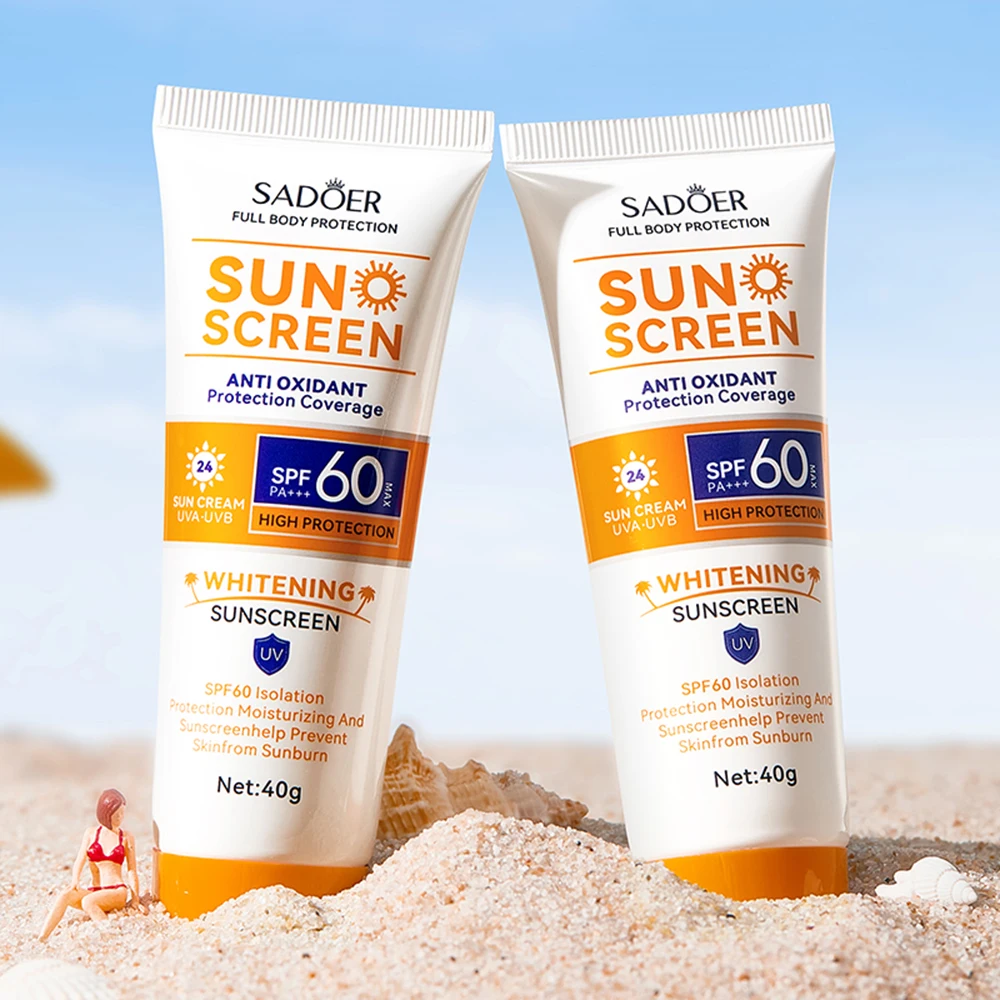 40g Facial Sunscreen Cream, Body Spray Sunscreen SPF60+ Waterproof, Sensitive Skin Whitening with Niacinamide Hyaluronic Acid