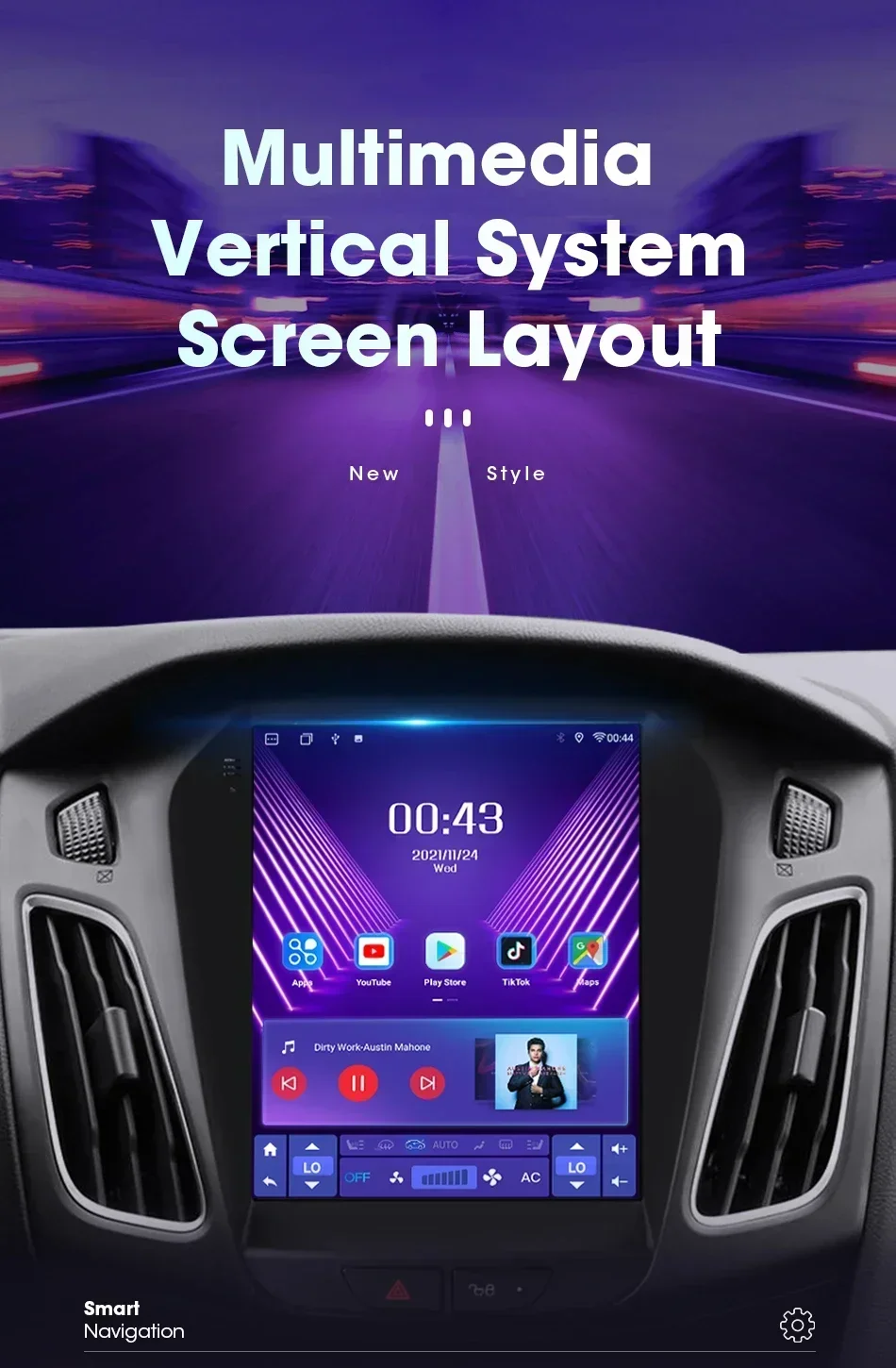 Srnubi 9,7 ''Android Auto Radio Für Ford Focus 3 2011-2019 Navigation Stereo Multimedia Player Carplay Vertikale Bildschirm kopf Einheit – Detail 3
