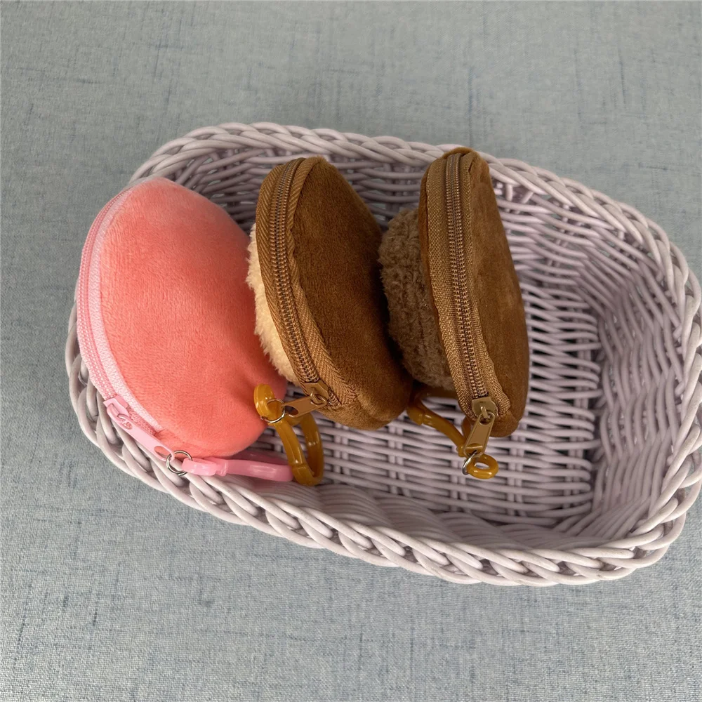 3가지 색상, 8CM 쿠키 디자인 플러시 동전 지갑, 플러시 장난감 지갑