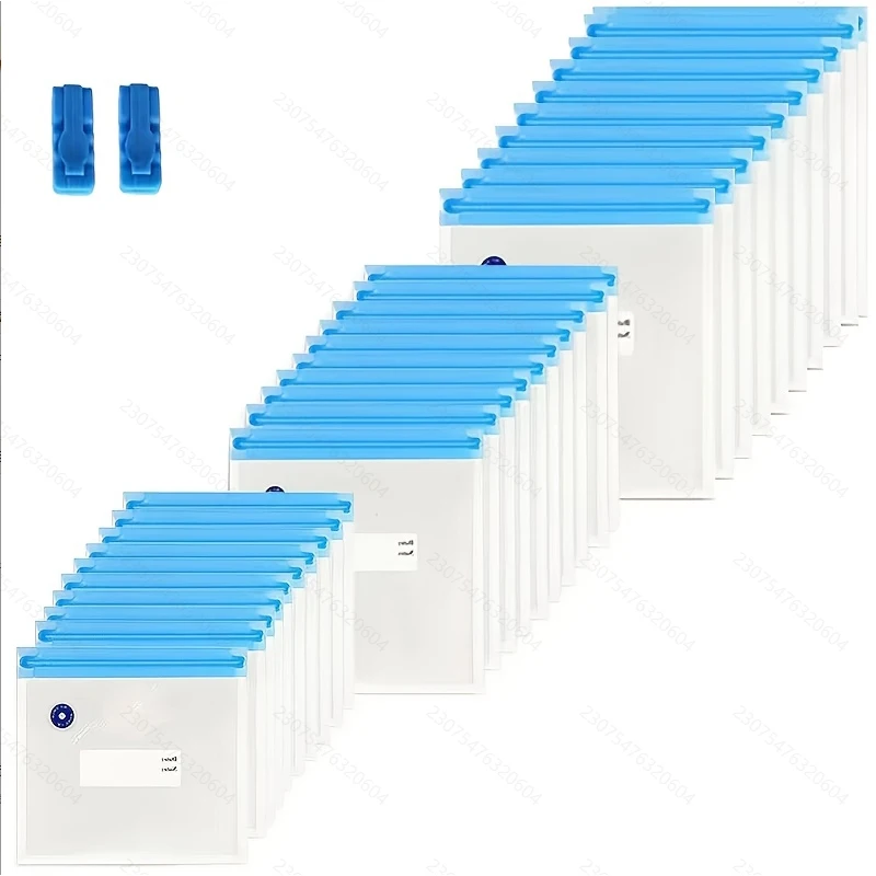 Reusable Vacuum Food Storage Bag Set - 27 Pieces: Durable, Food-Grade, Multi-Size Bags with Clips