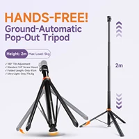MT80 Heavy Duty Aluminum Alloy Tripod Light Stand with Quick Release Plate, for Camera Phone Video Light, Foldable & Portable - Image 2