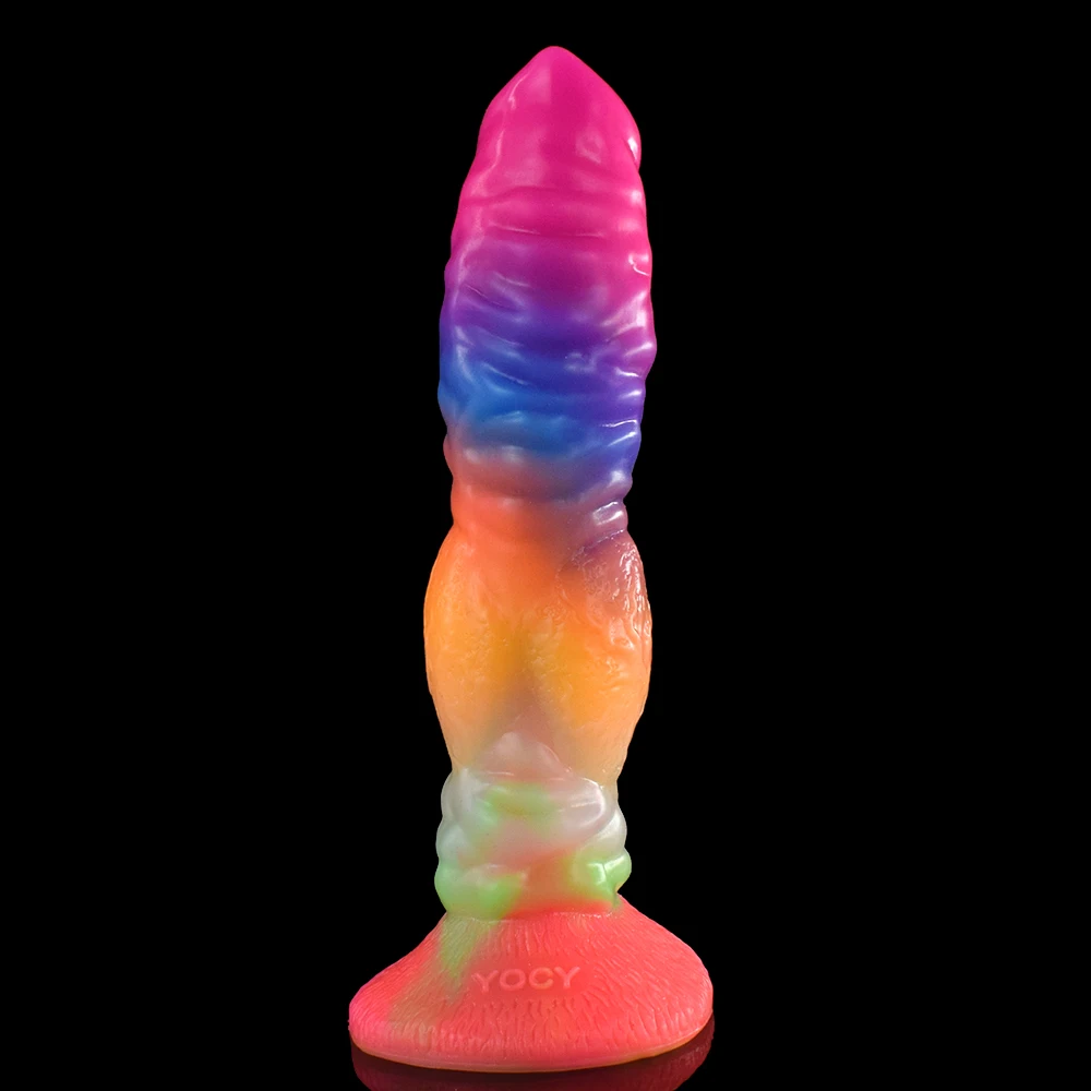 NNSX Dog Knot Gode Lumineux avec Ventouse Glow In Dark Anal Plug Briller en Absorbant la Lumière Masturbateurs Sexe_voghion.com
