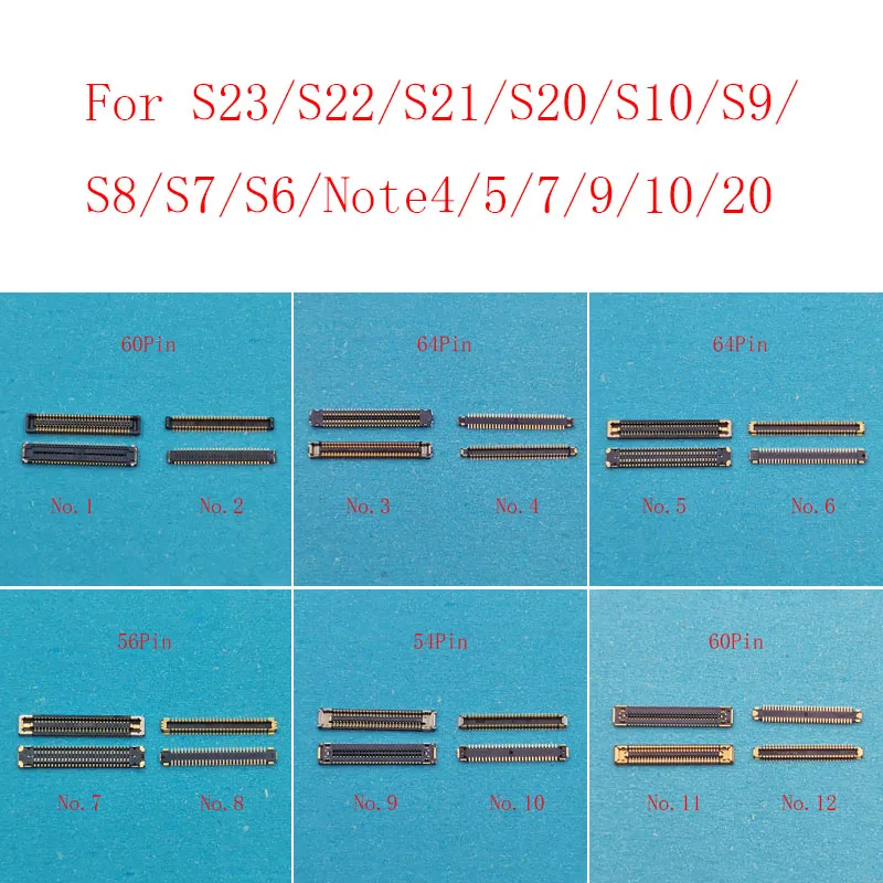 10 Pz 60 54 56 64 Pin Connettore Fpc Di Ricarica Usb Per Samsung Galaxy S22 Ultra Plus S21 S20 S10 S9 S8 S23 Nota 9 10 20 Schermo Lcd