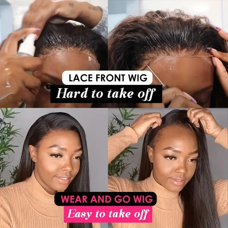 Kinky Straight 13x4 HD Transparent Lace Front Human Hair Wigs Glueless Wear And Go Kinky Straight Human Hair Wigs For Beginners