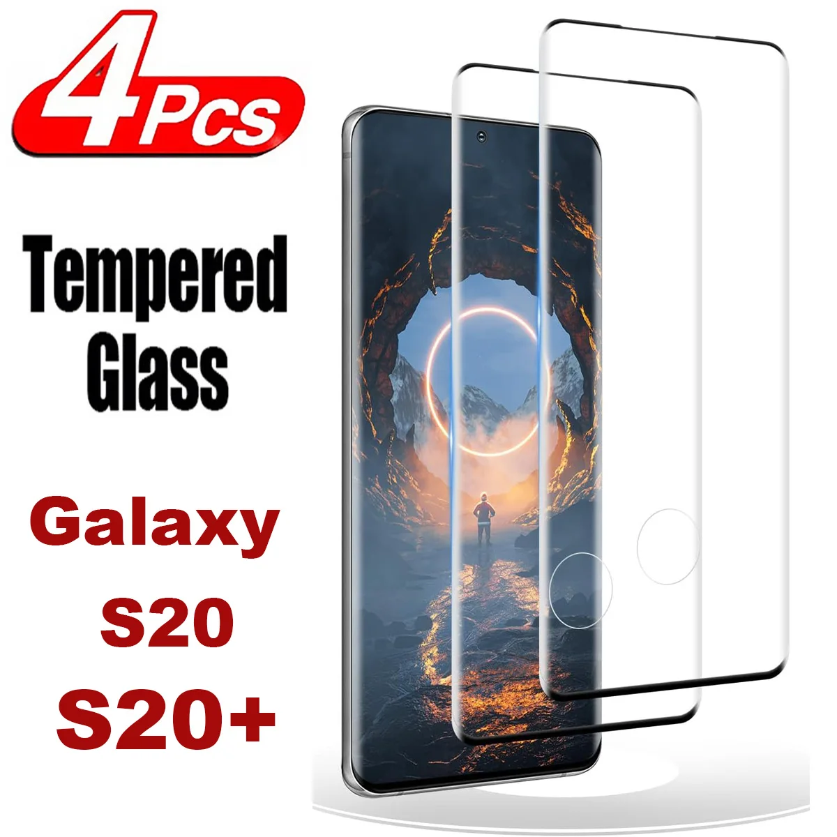 

2/4Pcs 3D Tempered For Samsung Galaxy S20 + Plus Curved Ultrasonic Fingerprint Screen Protector Glass