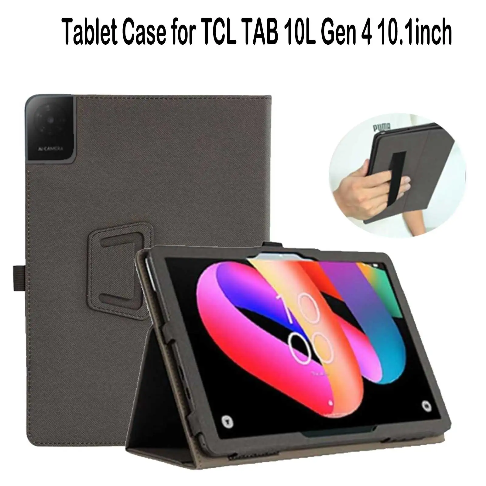 Durable Shockproof PU Leather Tablet Case with Kickstand and Hand Strap