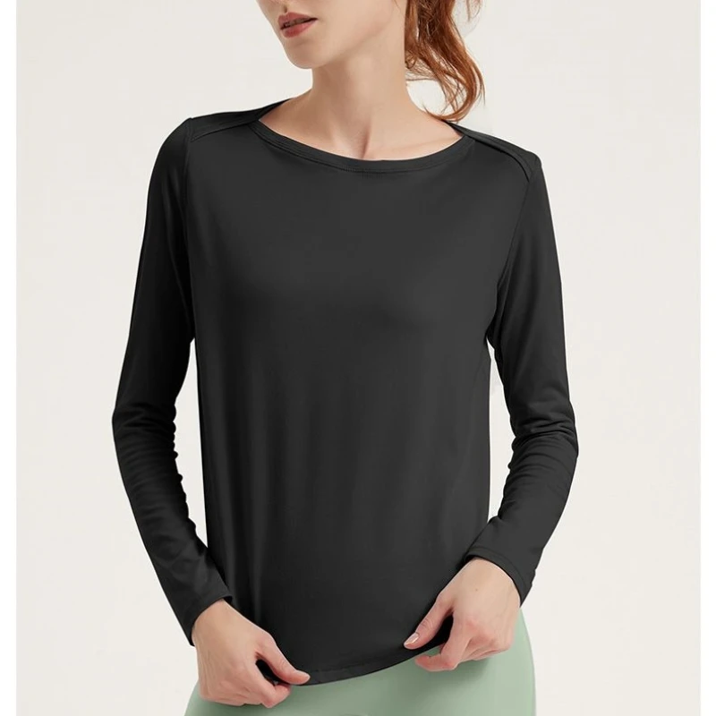 

Спортивный женский однотонный Повседневный пуловер AllSeason, тонкий Топ с длинным рукавом, мягкая пикантная блузка, дышащая быстросохнущая мягкая блузка с раздвоенным рисунком для йоги