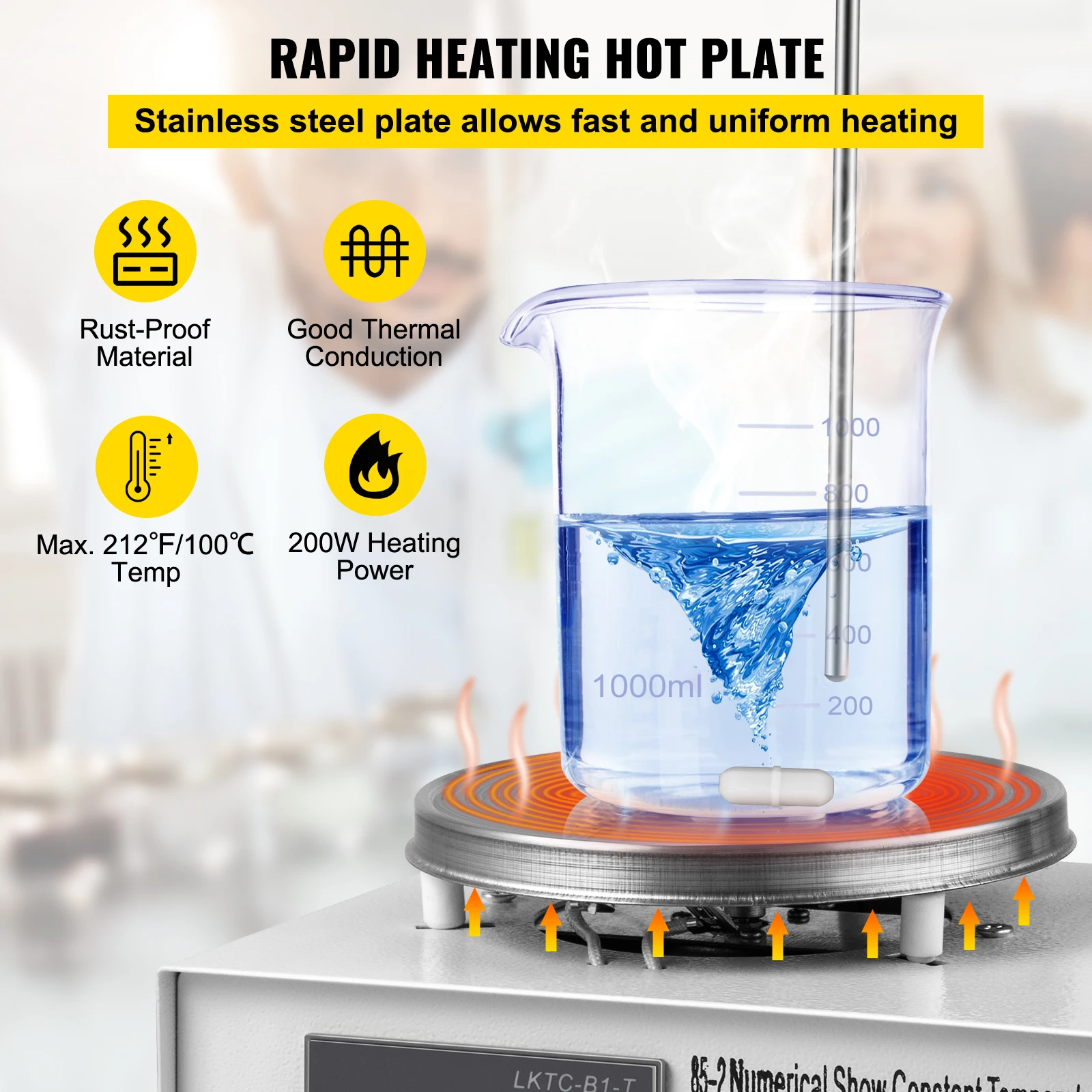 Hot Plate with Magnetic Stirrer and Detachable Support Bar w/ Clamp