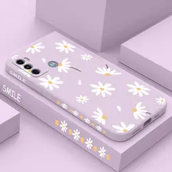 Elegant Daisy Silicone Phone Case - Delicate and Durable Floral Protection for MOTO G60S (Purple)
