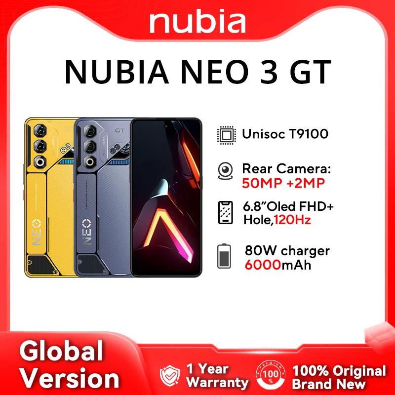 新品未開封 Nubia Neo 3GT グローバル版 12/256 Yellow nubia Neo 3 GT 5G