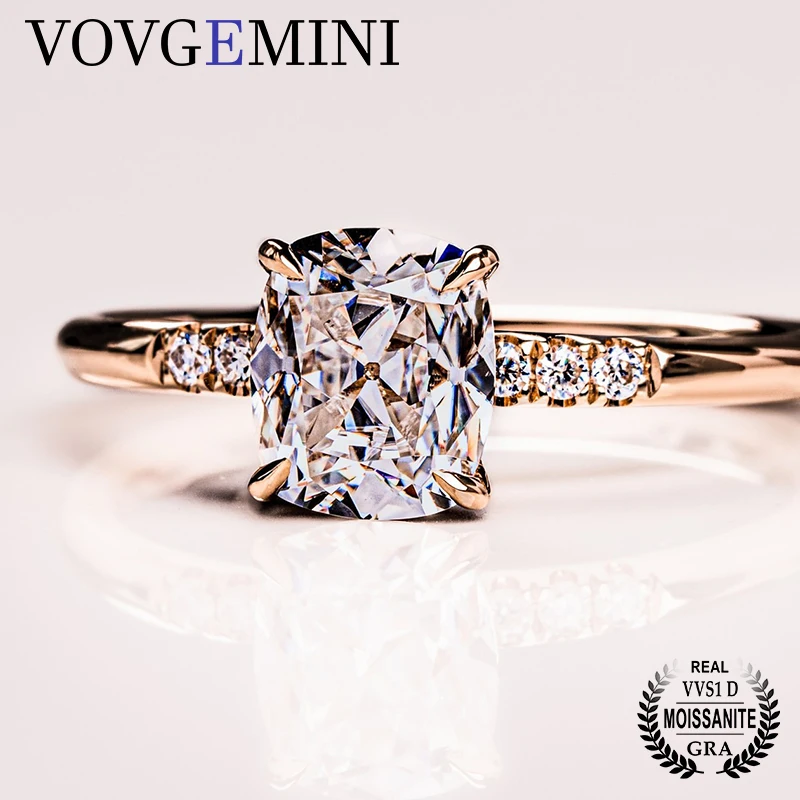 

VOVGEMINI Lab Grown Diamond Engagement Rings 7*6mm 1.5carat Old Mine Cushion Cut Moissanite 14k Gold With Gra Certification