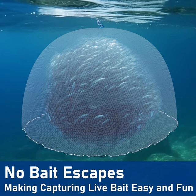 Saltwater American Fishing Cast Net for Bait Shrimp Trap Fish with Zinc Sinkers Throw Net 3/4/5/6/7/8/9/10FT Radius Casting Net 2