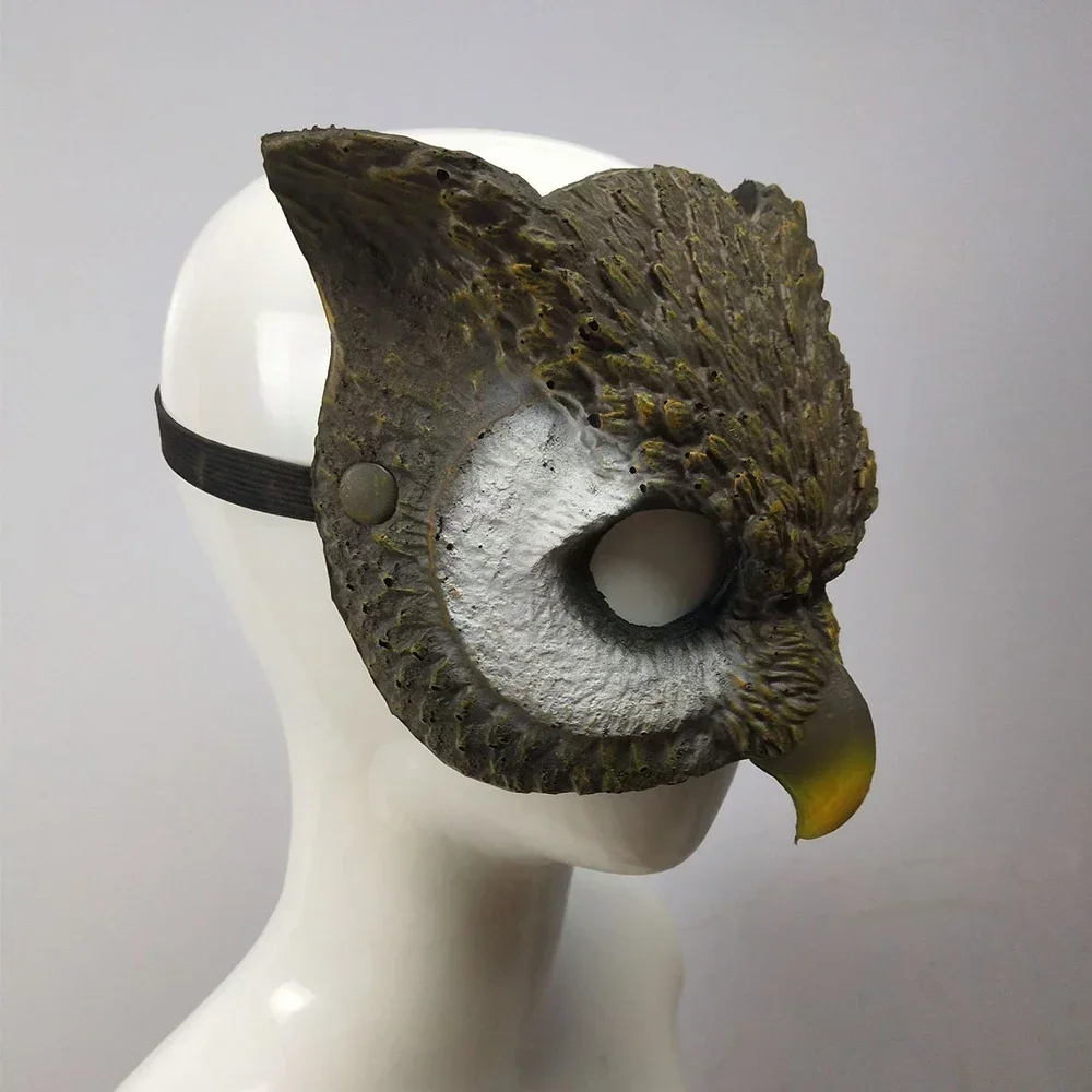 Mezza faccia gufo maschera morbida PU Eva Costume Cosplay occhio