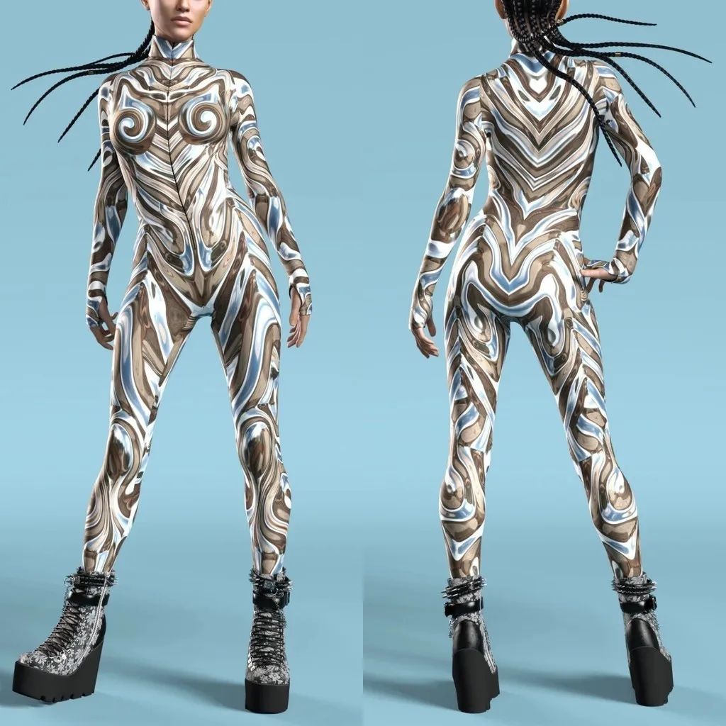 

Унисекс, кибер-панк, 3D цифровая печать, Хэллоуин, вечерние, одежда для ролевых игр, женский и мужской костюм для косплея, карнавальный комбинезон