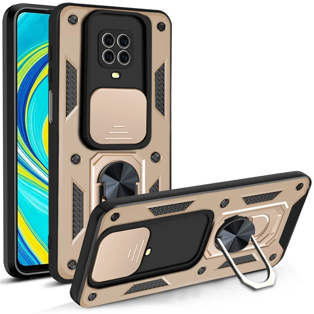 Slide Camera Lens Protective Case for Xiaomi Redmi Note 9 Pro 9T 9S Note9 Car Holder Magnetic Armor Shockproof Bumper Case Cover 6