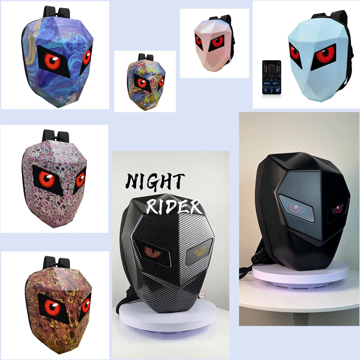 

New Knight Cycling LED Backpack Motorcycle Helmet Bluetooth APP Control Waterproof Hard Shell Laptops Cool Bags Helmet Bags