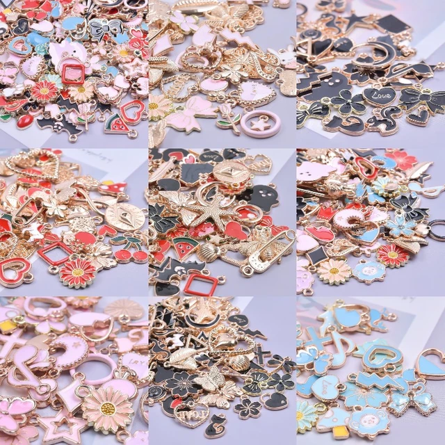 50pcs/lot Mix Styles Random Metal Flower Heart Floating Charms Making  Floating Memory Glass Locket Pendant Jewelry Wholesale - Charms - AliExpress