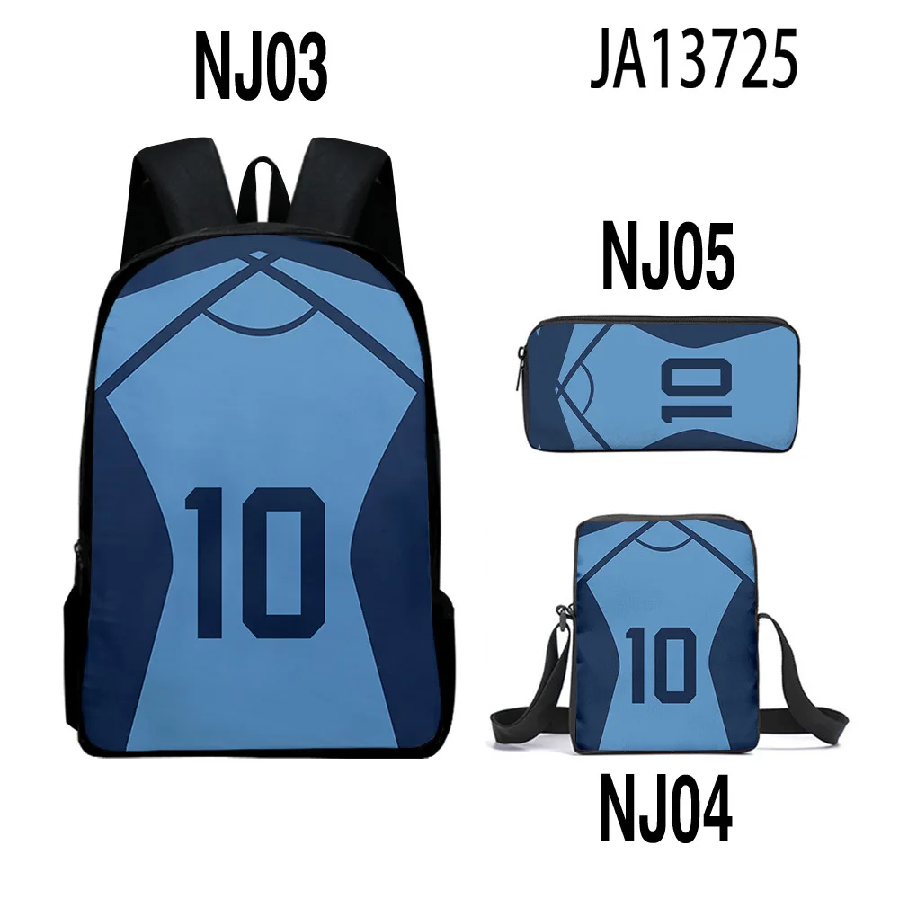 thumbnail image 1 of 2022 BLUE LOCK Merch nuevo conjunto de mochila 3D 3 piezas mochila escolar juvenil liviana bolso de mensajero con impresión 3D estuche para lápices, 1 of 5