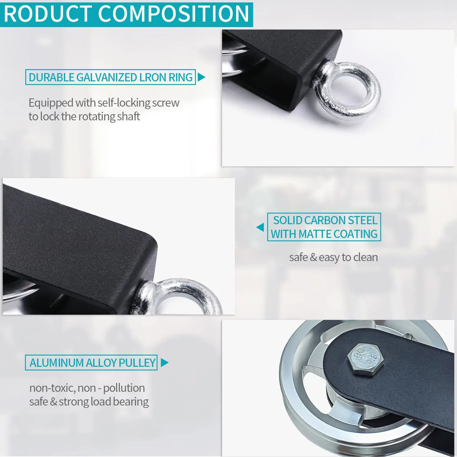Fitness Pulley Fitness Cable Pulley Fitness Pulley Cable Heavy Duty Pulleys Lightweight Aluminum Silence Detachable 360 Rotation