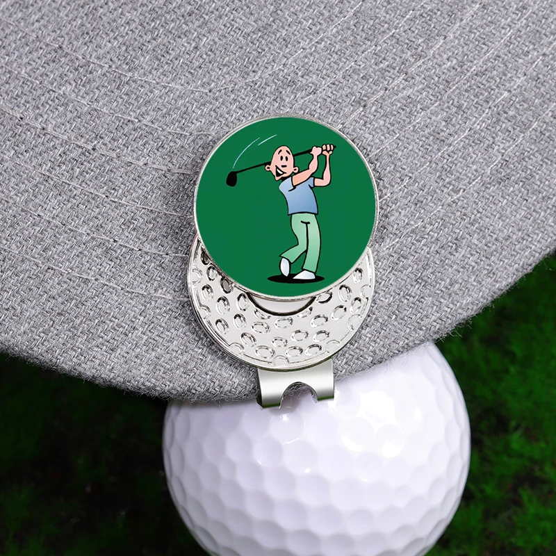 Cartoon Golfer Pattern Enamel Clips Golf Ball Markers with Hat Clips Magnetic Golf Hat Decorative Jewelry Accessories Gift
