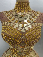 Luxury Shiny Mirror Rhinestones Hollowed-out Long Dress 2025Women Celebrity Evening Party Catwalk Prom Stage Photo Shoot Dresses - Image 5