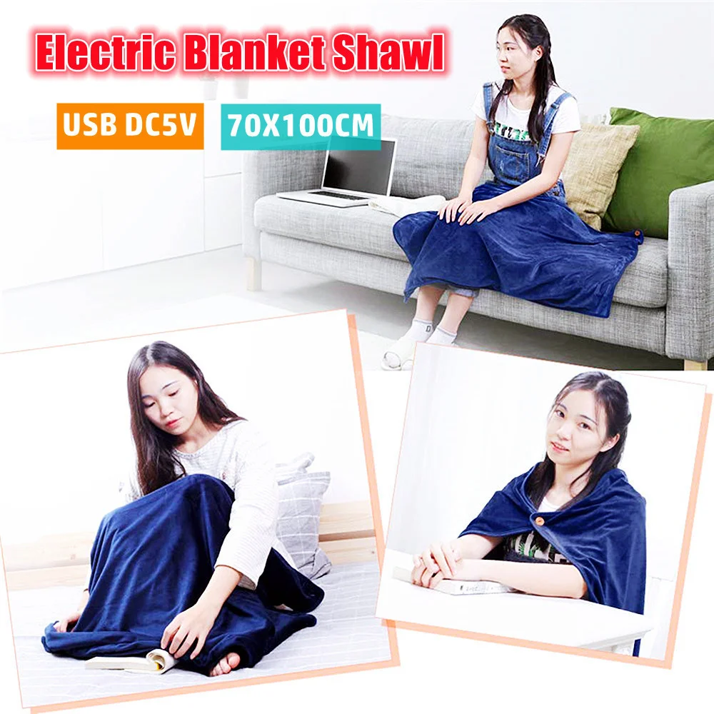 

USB Winter Heating Blanket 70X100cm Electric Heating Warm Shawl Pad Warm Up Electric Blanket Household Warm Knee Pads
