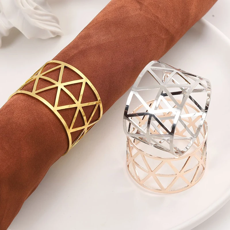 Gold Silver Napkin Ring Hollow Paper Napkin Buckles Holder Birthday Wedding Christmas Party Decor Dinner Table