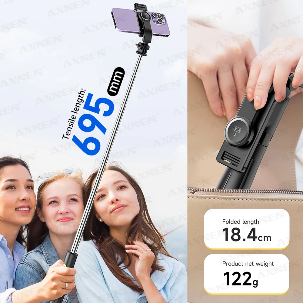 L21 Selfie Stick Tripod Stand for Cell Phone Holder Pole with 5-section Extension Rod Monopod for Gopro Action Camera Vlog