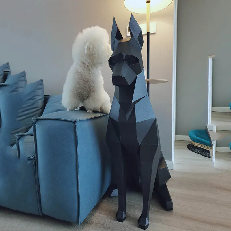 100cm Doberman dog 3D Animal Sculpture Doberman Papercraft bedroom Living Room handmade DIY Geometric origami model 3d paper model