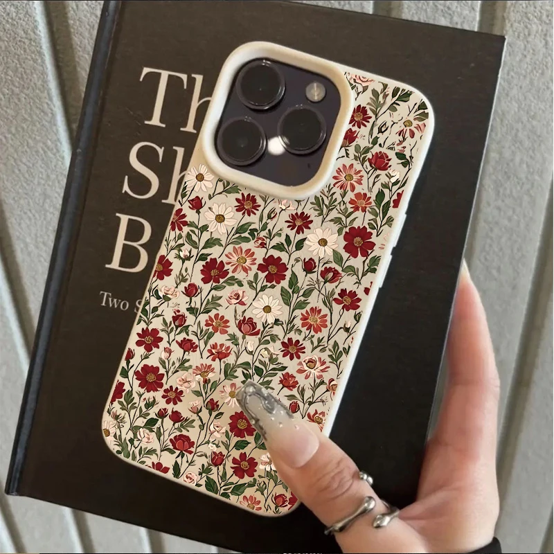 Colorful Daisy Leaves Flower Soft Shockproof Case with Lichee Pattern