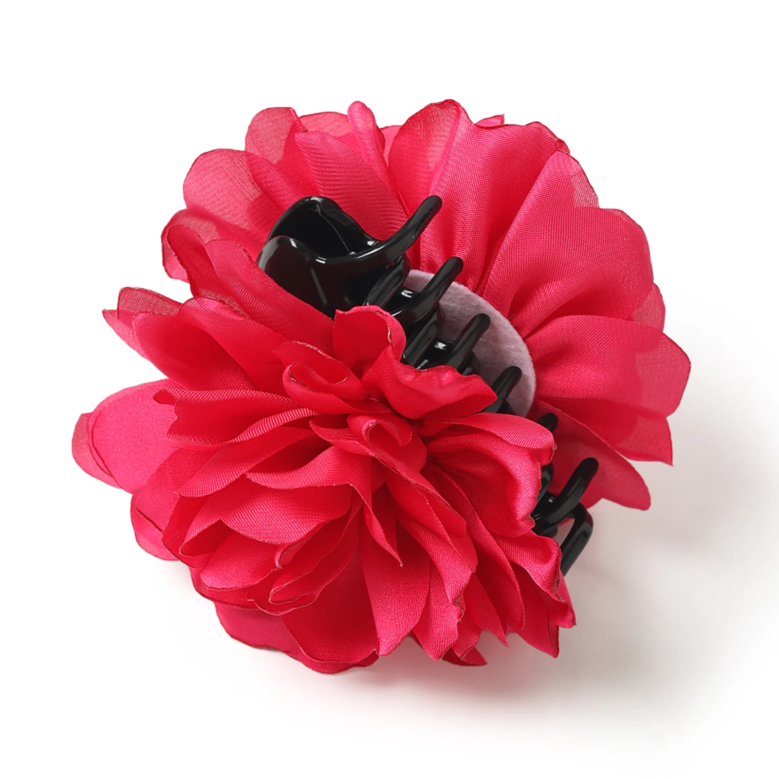 Großer Halteclip aus französischer Satin-Kamelie, hochwertiger romantischer Blumen-Halteclip, einfacher Haarschmuck für Mädchen – Detail 15