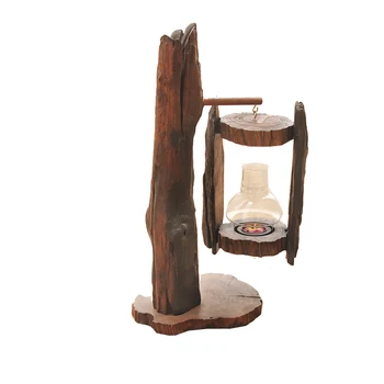 Wooden Candle Holders Vintage Glass Old Retro Windproof Wind Lamp Candle Lantern Candelabra Decor Bougeoir Home Decoration FC365