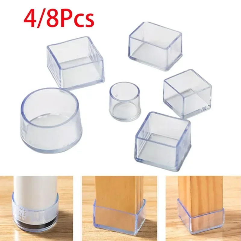 Furniture Leg Foot Protector Transparent Table And Chair Foot Cover Silicone Rubber Floor Chair Leg Cap Protector Pad TableCover 1